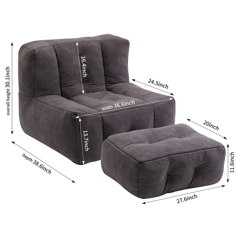 Flauschender Sitzsack - Superweiches Faulenzer-Sofa mit Memory-Schaum und Ottoman