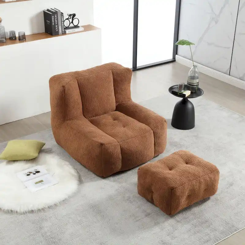 Flauschender Sitzsack - Superweiches Faulenzer-Sofa mit Memory-Schaum und Ottoman