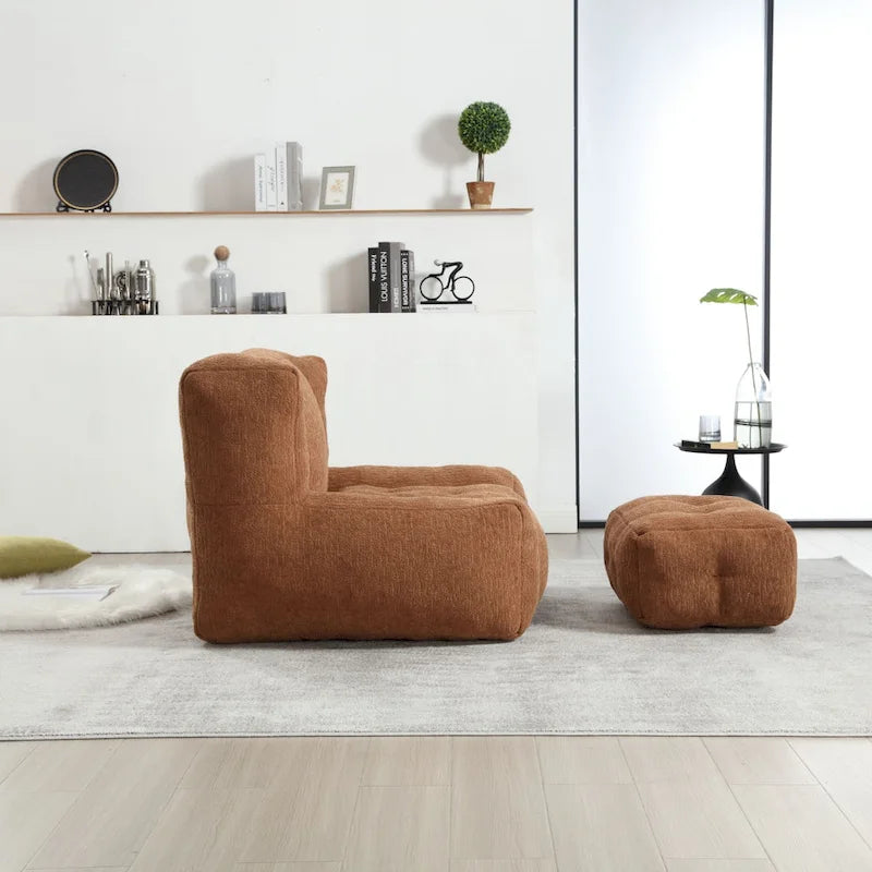 Flauschender Sitzsack - Superweiches Faulenzer-Sofa mit Memory-Schaum und Ottoman