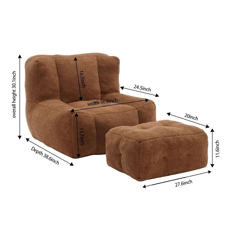Flauschender Sitzsack - Superweiches Faulenzer-Sofa mit Memory-Schaum und Ottoman