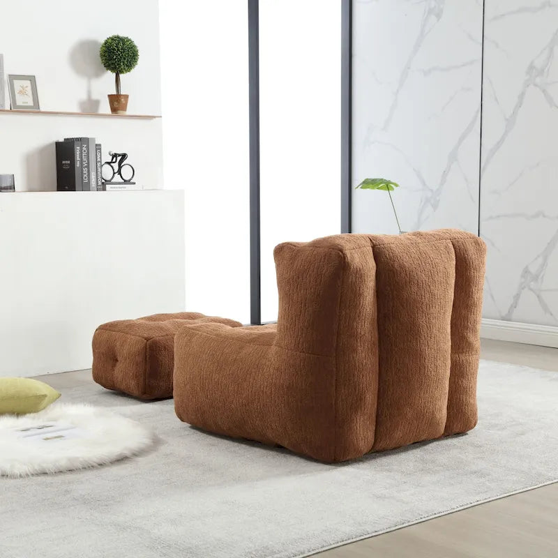 Flauschender Sitzsack - Superweiches Faulenzer-Sofa mit Memory-Schaum und Ottoman