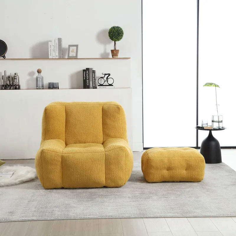 Flauschender Sitzsack - Superweiches Faulenzer-Sofa mit Memory-Schaum und Ottoman