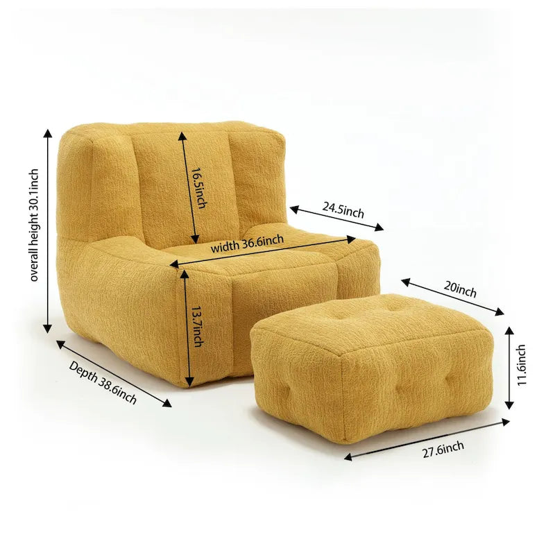 Flauschender Sitzsack - Superweiches Faulenzer-Sofa mit Memory-Schaum und Ottoman